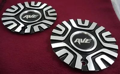 AVE Wheels Silver / Gloss Black Custom Wheel Center Caps Set Of 2 # C-373-MF • $129.95