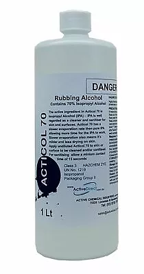 $17.95 • Buy Isopropyl Alcohol 70 70% IPA Isopropanol 1L 1 Litre Surface Cleaner Sanitiser