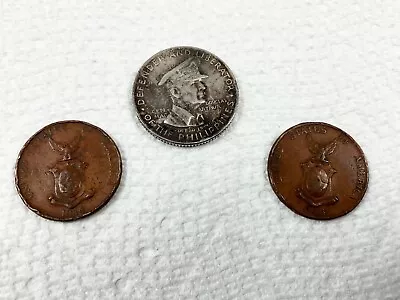 Lot Of 3 - 1947 S Philippines 50 Centavos MacArthur & (2) 1944 1 Centavo Coins • $24.66