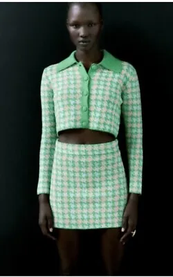 $55 • Buy Zara Blazer Skirt Set Women’s Size Small Jacket XS Skirt Pink Knit Fringe