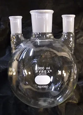 PYREX® Three Neck Distilling Flask With Vertical Neck Standard Taper Joints • $39.95