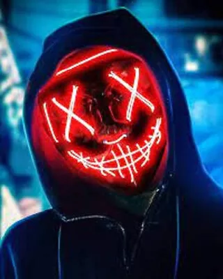 V For Vendetta Guy Fawkes LED Light Up 3 Mode Costume Cosplay Mask RED • £14.24