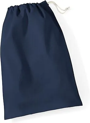 Drawstring Laundry Bag Eco Bag Cotton Plain Reusable Storage Navy Blue Large • £2.53