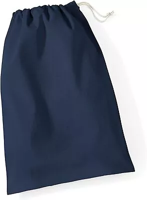 Drawstring Laundry Bag Eco Bag Cotton Plain Reusable Storage X-Large Navy Blue • £3.81