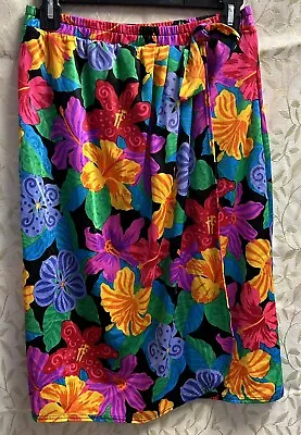 E5705 Jantzen Swim Beach Cover Up Skirt TROPICAL Floral Multicolor Size M • $15