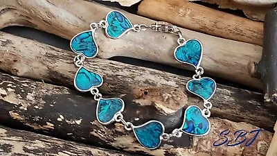 Abalone Heart Bracelet Silver Plate In Red Or Blue Abalone • £12.75