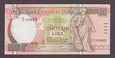 Malta P.48-5889  20 Lira -pounds Pfx D/9 Ef Tiny Tear At Center Top        2402 • $80