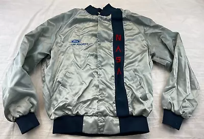 Vintage Light Jacket Men’s L NASA Ford Aerospce Space Shuttle Silver Snap Up • $35.99