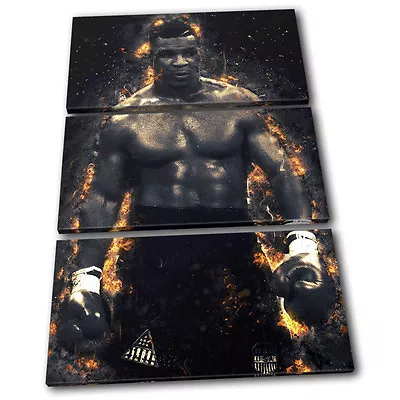 Boxing Mike Tyson Fire Abstract Sports TREBLE CANVAS WALL ART Picture Print • $94.99