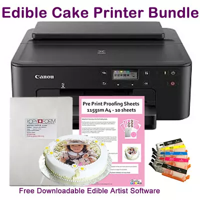 TS705a Edible Printer Bundle Pre-Filled Edible Ink Cartridges 25 Wafer Paper • £219.99