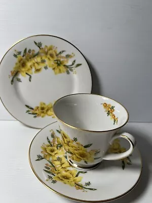 Noritake  'contemporary' Fine China Trio Yellow  Daffodils  Sri Lanka Vintage • $22