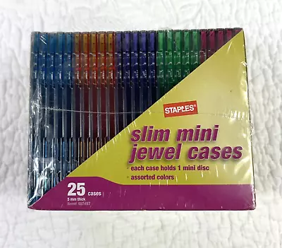 New Old Stock 2002 8cm Disc Cases Mini CD R Staple 25 Pack Multi Colors  • $18.19