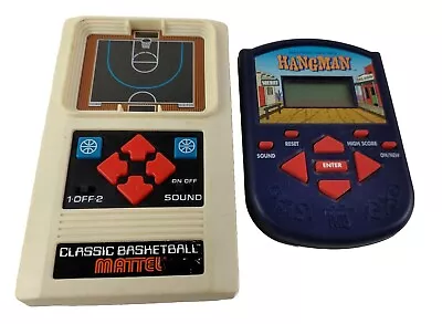 Mattel 2003 Classic Basketball Retro Handheld Game W/ Milton Bradley Hangman Lot • $19.95