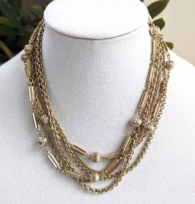 Vintage Gold Tone Multi Strand Layered Chain Necklace • $39.99