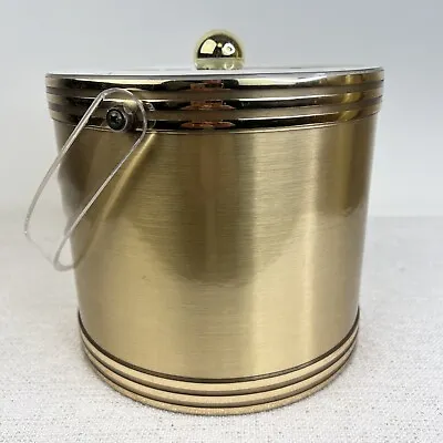 $24 • Buy Vintage Georges Briard Ice Bucket Gold With Clear Acrylic Handle Lid Gold Knob