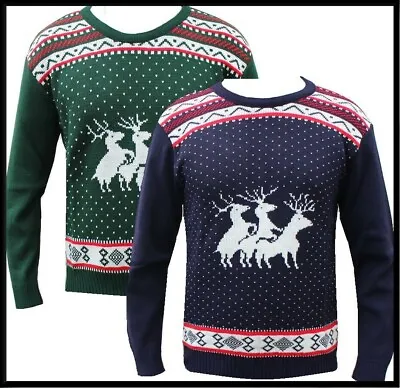 Unisex Men Women Santa Xmas Christmas Novelty Fairisle Jumper Sweater Rude Funny • £17.95