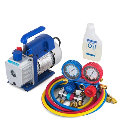 $94.90 • Buy Combo 3,5CFM 1/4HP Air Vacuum Pump HVAC + R134A Kit AC A/C Manifold Gauge Set