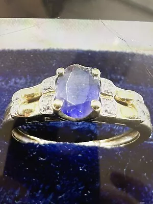 9ct Gold Tanzanite & Diamond Ring • £155