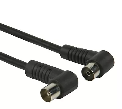 10m Black TV Aerial Coax Extension Cable Wth 90 Degree Right Angled Connectors • £6.99