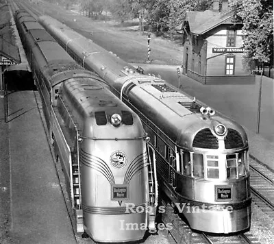  CB&Q Burlington Aeolus Steam Locomotive & Zephyr Train Railroad Photo    • $8.31