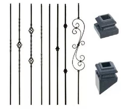 Satin Black Iron Balusters Iron Spndles Metal Stair Parts Twist Basket Knuckle • $3.50