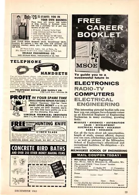 1961 Print Ad  MSOE Free Career Booklet Electronics Radio-TV Computers Electric • $11.99