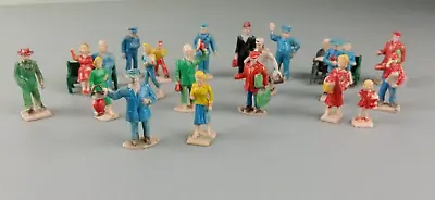 Lot Vintage 1940's 1950's Hard Plastic Miniature Tiny Toy People Action Figures • $30