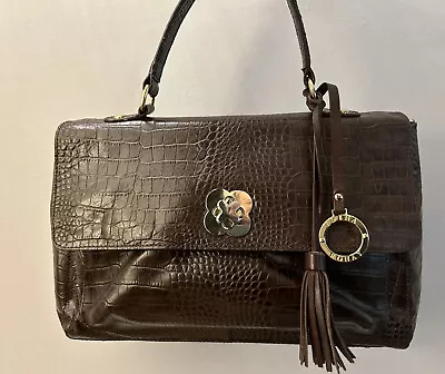 Edina Ronay Designer Grab Brown Vintage Crocodile Leather Hand Bag 34cm Medium • £30