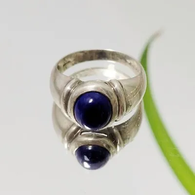 Vintage 50s Lapis Lazuli Sterling Silver Chunky Ring Signed CNA 925 • $50