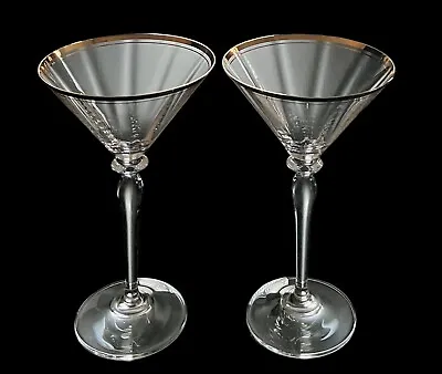 Set Of 2 Vintage Mikasa Jamestown Gold Crystal Martini Glasses 7-3/4” Excellent • $59.99