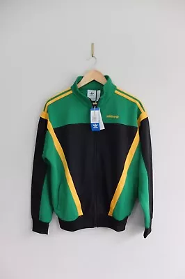 New Adidas Originals Classic TT Jacket Green Yellow Black S 2020 Jamaica BNWT • £90