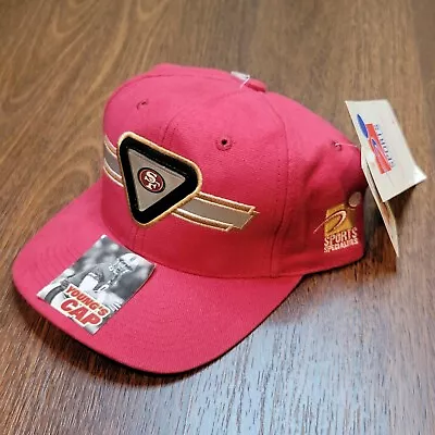 Vintage 90s 49ers STEVE YOUNG Sports Specialties CRYSTAL FLASH SnapBack HAT NWT • $29.99