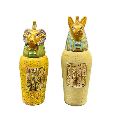 Egyptian Small Canopic Jar Of Hapi & Anubis Circa 2000 Signed Veronese • £28.95