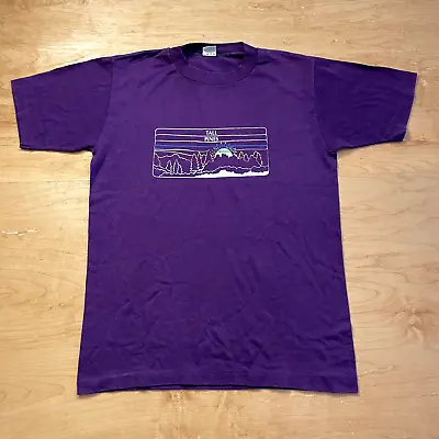 Vintage 1970's Velva Sheen Tall Pines Nature Purple Medium VTG T-Shirt • $35.99