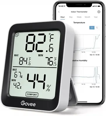 $15.34 • Buy Govee Hygrometer Thermometer H5075, Bluetooth Indoor Room Temperature Black 