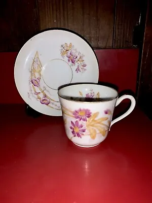 Antique AL Limoges BDL Demitasse & Saucer Set • $75