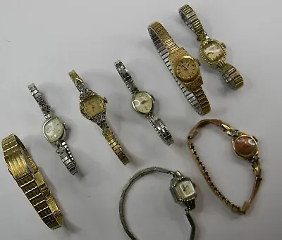 8 Vintage Ladies Watch Lot - Bulova Elgin Hamilton - Gold Filled Diamond Cases • $79