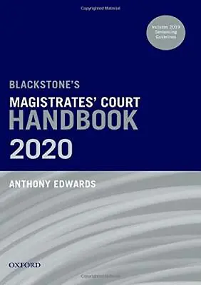 £33.15 • Buy Blackstone's Magistrates' Court Handbook 2020 By Anthony Edwards