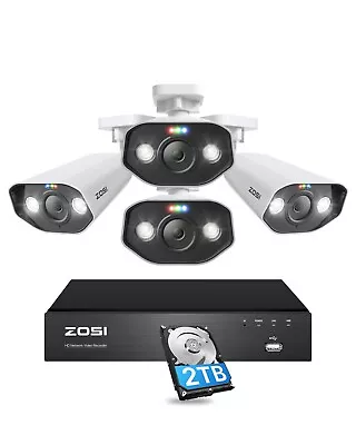 ZOSI 8MP H.265+ POE Security Camera System 4K 8 CH NVR AI Detect 2 Way Audio 2TB • $580.99