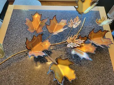 Vintage 1985 Curtis Jere Brutalist Maple Leaves Wall Hanging Signed Sculpture • $225