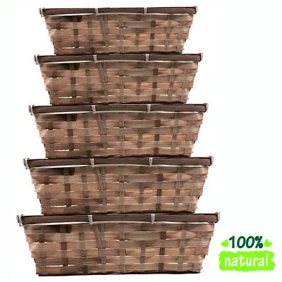 Wicker Gift Hamper Basket Empty Tray Shallow Storage Christmas Birthday Present • £9.99
