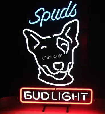 New Spuds Mackenzie Bud Light Budweiser Real Glass Neon Sign Beer Bar Home Decor • $118