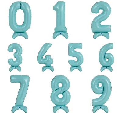 £4.99 • Buy Pastel Baby Blue Standing Number Foil Balloons Air Fill 0-9 Happy Birthday Party