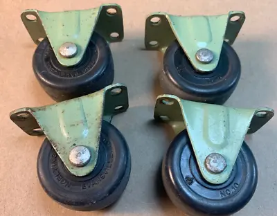 $24.99 • Buy Set Of 4 Vintage Faultless Non Swivel 2  Casters - Green 527-2 - FREE SHIPPING