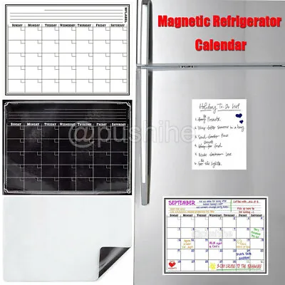 Magnetic Refrigerator Whiteboard Dry Erase Monthly Calendar Eraser Markers USA • $9.99