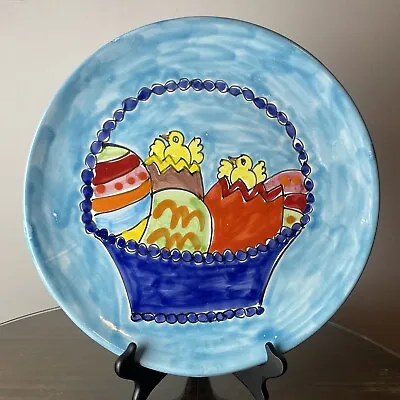 La Musa Italian Art Pottery Platter Easter Egg Basket Large 14.5” • $64