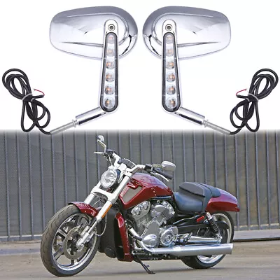 $69.11 • Buy Chrome Muscle Rear View Mirrors LED Turn Signal For Harley Davidson VRSCAW V-Rod