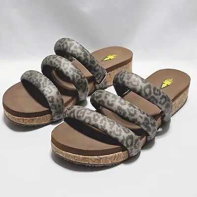 Volatile Gillette Slide Sandal Sz 8 Pewter Grey Leopard Print Comfort Shoes  • $24.46