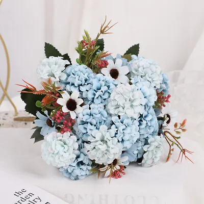 15 Heads Artificial Silk Fake Flowers Bunch Bouquet Wedding Home Party Decor • £3.52