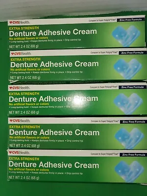 $15.73 • Buy 5 PK CVS Extra Strength Denture Adhesive Cream 2.4 Oz Ea COMPARE SUPER POLIGRIP